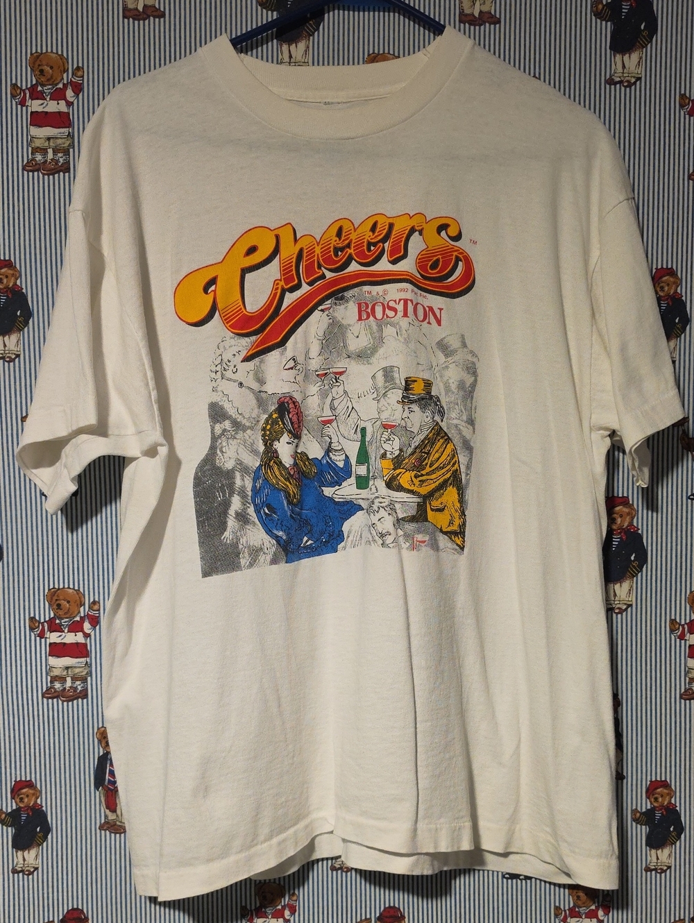 Vintage Cheers Boston 90s Graphic Tee - White